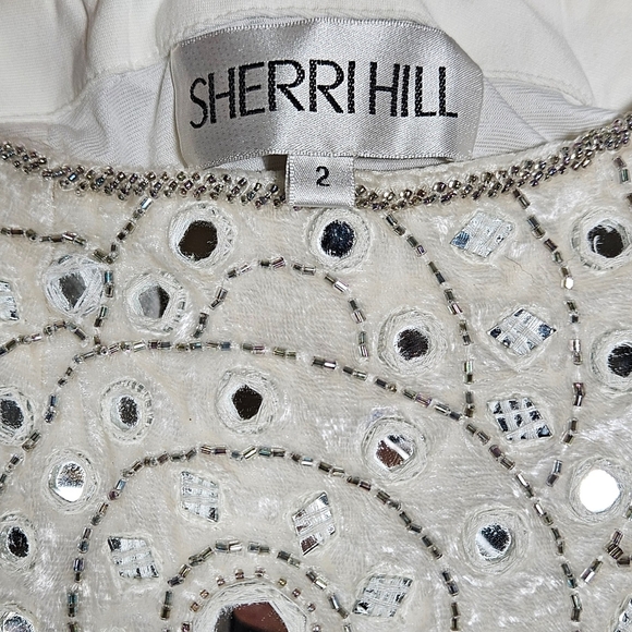 Sherri Hill Mirrored Beaded Mini Skirt Zipper Front Boho Glam Formal Statement - Picture 9 of 11
